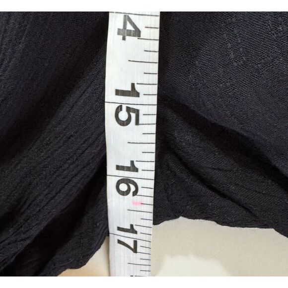 Free People Pants 2 Santoshi Black Wide Leg Embroidered Boho Hippie Gauzy Crinkl - Picture 13 of 15